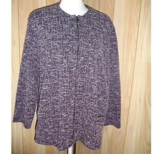 Vintage Bon Worth Purple Tweed Knit Zip Jacket LP Shoulder Pads Y2K